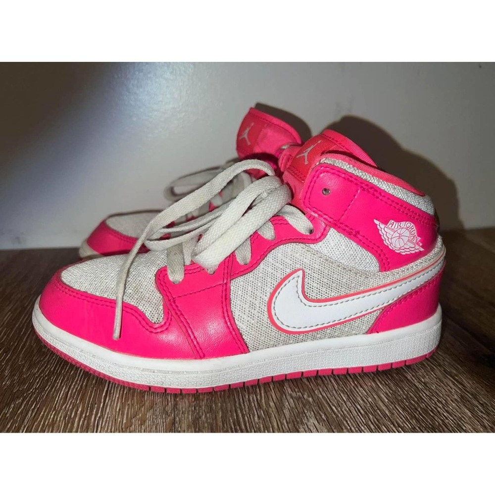 Nike air Jordan 1 mid PS hyper white & pink youth shoes size 1.5
